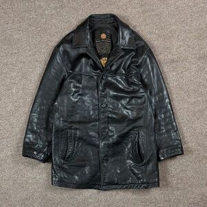Marc New York Black Genuine Leather Jacket Men’s Large Button Front Heavyweight